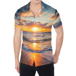 Sunrise Wave Print Men's Shirt