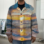 Sunrise Wave Print Men's Shirt Jacket