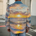 Sunrise Wave Print Men's Shirt Jacket