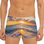 Sunrise Wave Print Men's Short Boxer Briefs