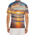 Sunrise Wave Print Men's Short Sleeve Rash Guard