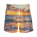 Sunrise Wave Print Men's Sports Shorts