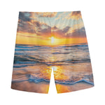 Sunrise Wave Print Men's Sports Shorts