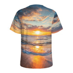Sunrise Wave Print Men's Sports T-Shirt