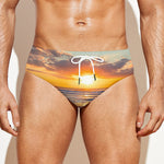 Sunrise Wave Print Men's Swim Briefs