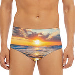 Sunrise Wave Print Men's Triangle Swim Briefs
