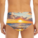 Sunrise Wave Print Men's Triangle Swim Briefs