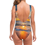 Sunrise Wave Print One Piece Swimsuit