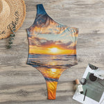 Sunrise Wave Print One Shoulder Bodysuit
