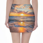 Sunrise Wave Print Pencil Mini Skirt