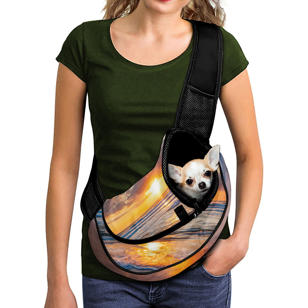 Sunrise Wave Print Pet Sling Carrier