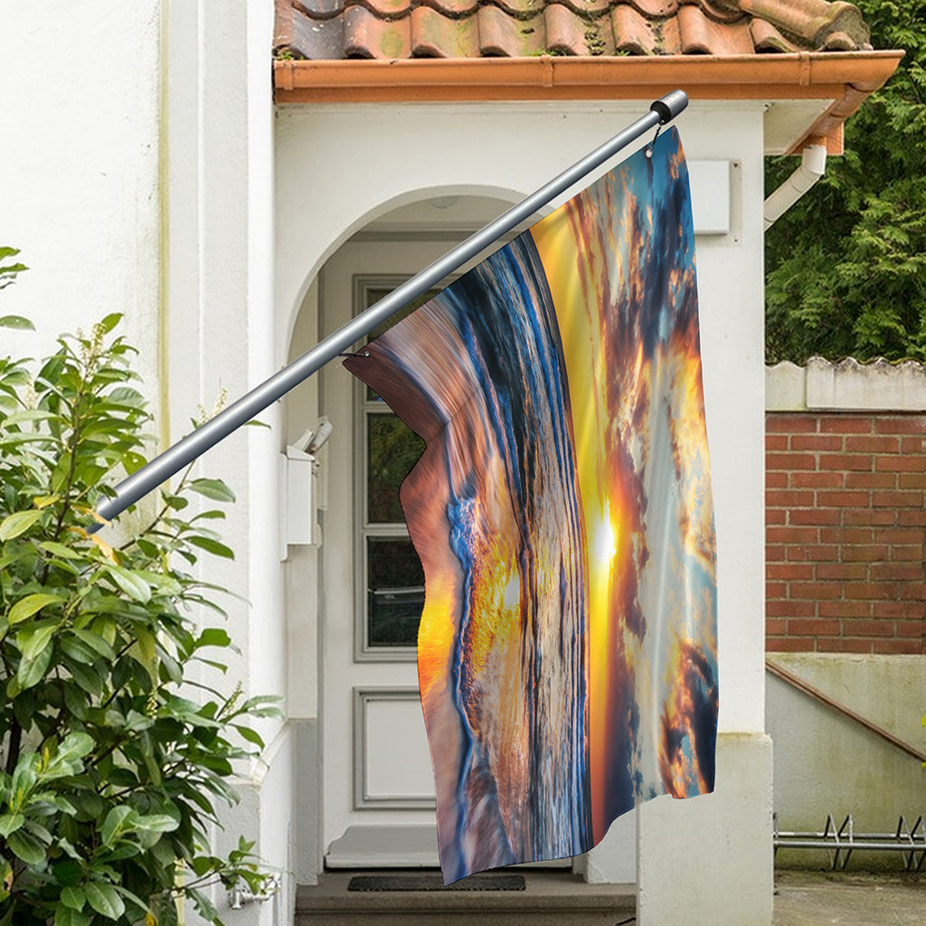 Sunrise Wave Print Polyester Flag