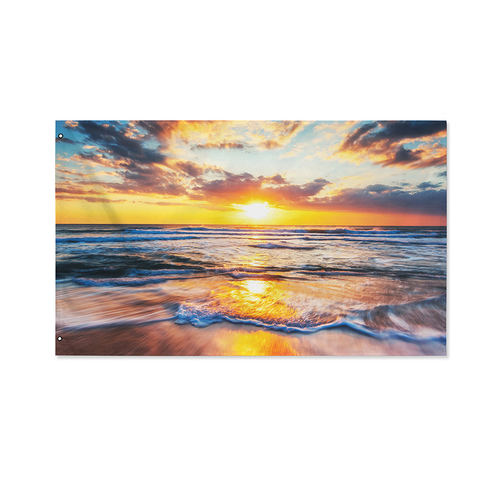 Sunrise Wave Print Polyester Flag