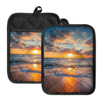 Sunrise Wave Print Pot Holders With Pocket