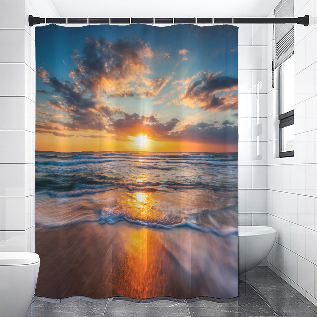 Sunrise Wave Print Premium Shower Curtain