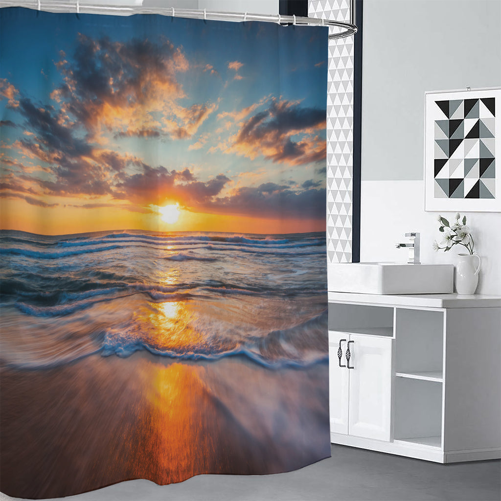 Sunrise Wave Print Premium Shower Curtain