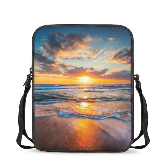 Sunrise Wave Print Rectangular Crossbody Bag