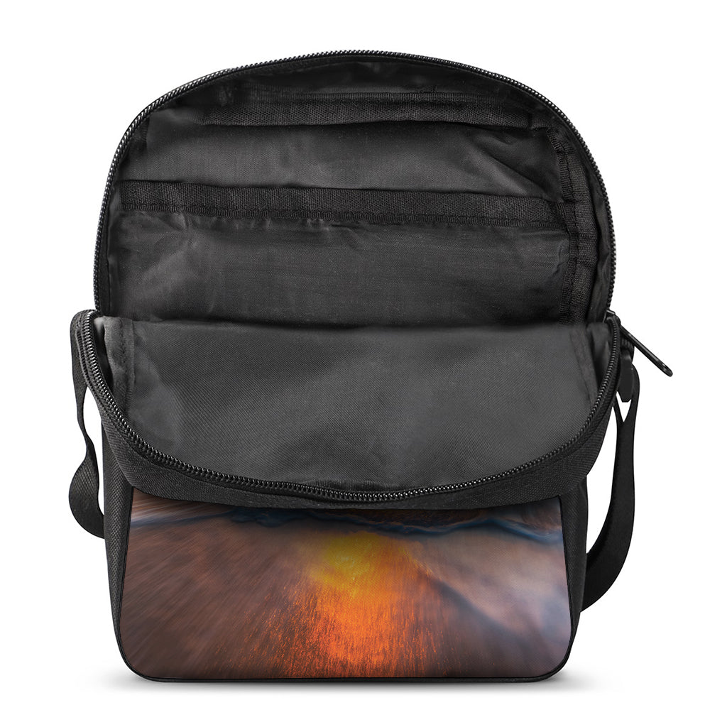 Sunrise Wave Print Rectangular Crossbody Bag