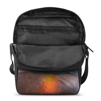 Sunrise Wave Print Rectangular Crossbody Bag