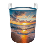 Sunrise Wave Print Round Laundry Basket