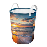 Sunrise Wave Print Round Laundry Basket