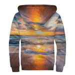 Sunrise Wave Print Sherpa Lined Zip Up Hoodie