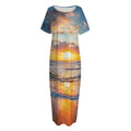 Sunrise Wave Print Short Sleeve Long Nightdress