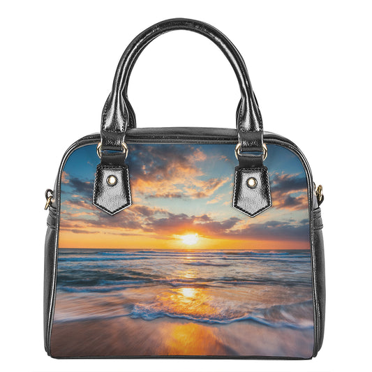 Sunrise Wave Print Shoulder Handbag