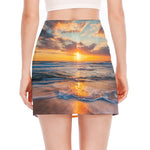 Sunrise Wave Print Side Slit Mini Skirt