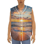 Sunrise Wave Print Sleeveless Baseball Jersey