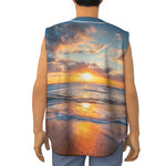 Sunrise Wave Print Sleeveless Baseball Jersey