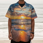 Sunrise Wave Print Textured Short Sleeve Shirt