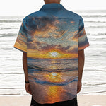 Sunrise Wave Print Textured Short Sleeve Shirt