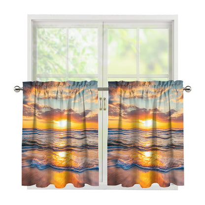 Sunrise Wave Print Tier Curtains