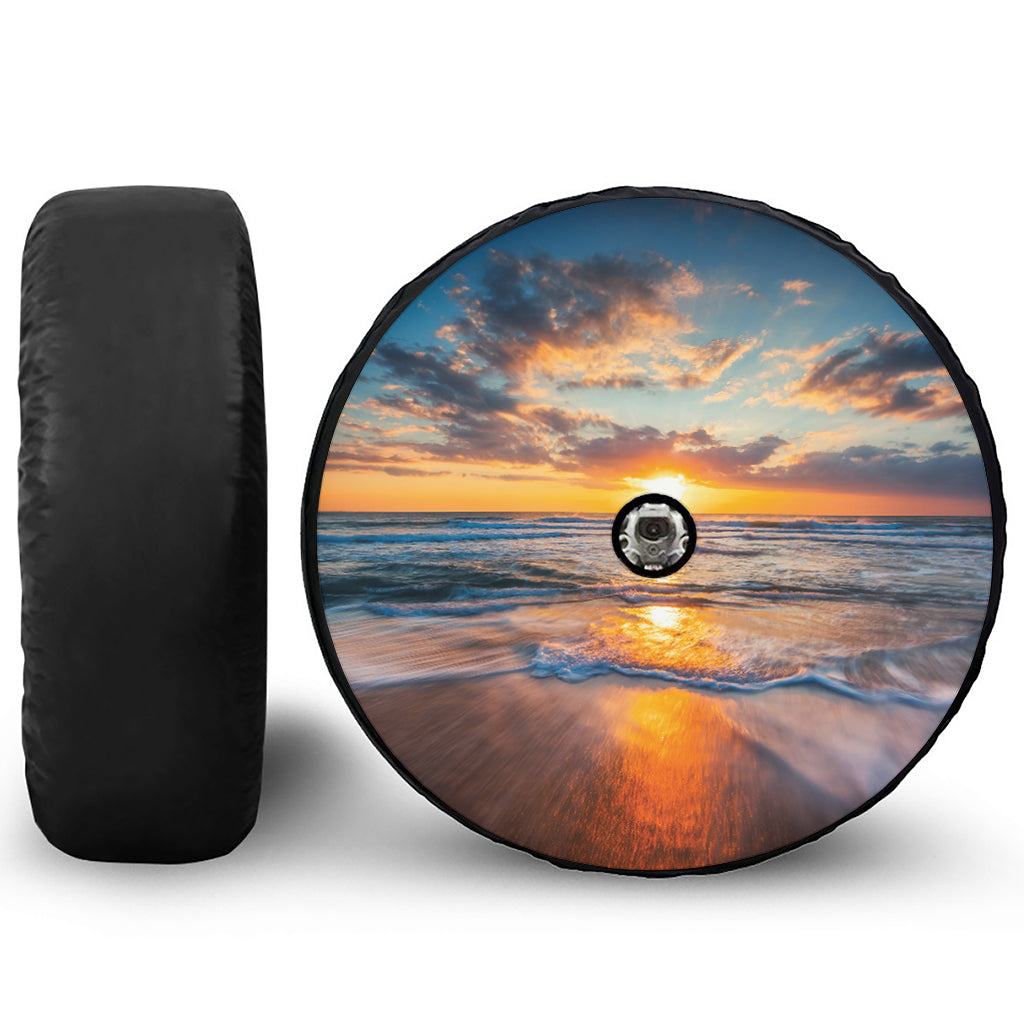 Sunrise Wave Print Tire Cover With Camera Hole