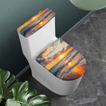 Sunrise Wave Print Toilet Lid And Tank Cover Set