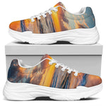 Sunrise Wave Print White Chunky Shoes