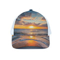 Sunrise Wave Print White Mesh Trucker Hat