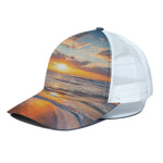 Sunrise Wave Print White Mesh Trucker Cap