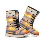 Sunrise Wave Print Winter Boots