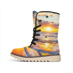Sunrise Wave Print Winter Boots