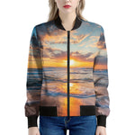 Sunrise Wave Print Women's Bomber Jacket