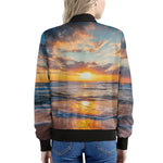 Sunrise Wave Print Women's Bomber Jacket