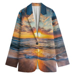 Sunrise Wave Print Women's Cotton Blazer