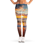 Sunrise Wave Print Women's Leggings