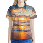 Sunrise Wave Print Women's Polo Shirt