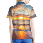 Sunrise Wave Print Women's Polo Shirt