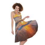 Sunrise Wave Print Women's Sleeveless Dress