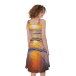 Sunrise Wave Print Women's Sleeveless Dress