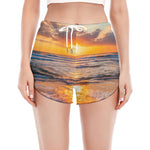 Sunrise Wave Print Women's Split Running Shorts